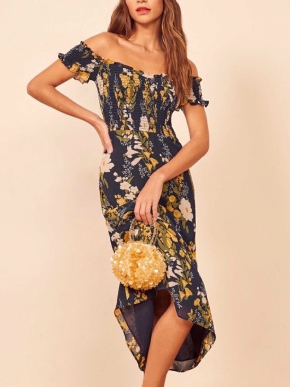 ✨ Reformation Murphy Dress Graciella Floral Smocked Midi Dress - Size 4 ✨